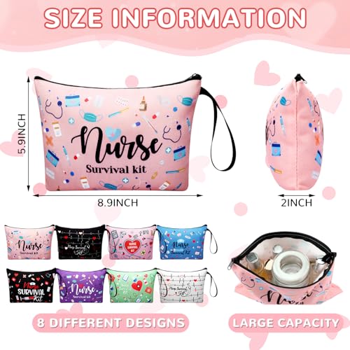 Huhumy Classic Nurse Cosmetic Bags Bulk Set - 24 Pouches with Nurse-Themed Design
