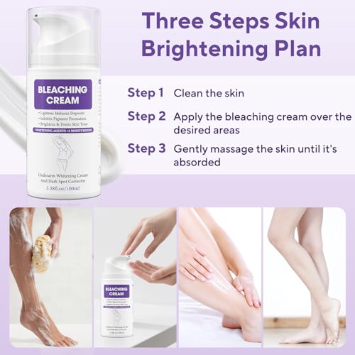 Skin Bleaching Cream, Dark Spot Remover for Face and Body, Hyperpigmentation Relief, Skin Lightening Cream with Vitamin C for Intimate Areas, Underarms, Knees, Elbows & Bikini Line, 3.38fl.oz