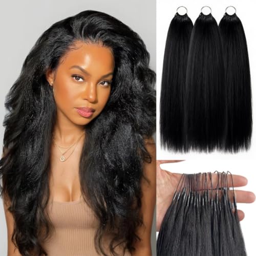 Kinky Straight Feather Crochet Hair - Black KS, 150 Strands, 24 Inch
