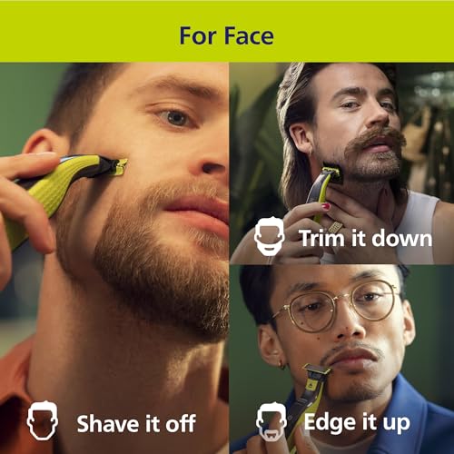 Black & Lime Green Philips Norelco OneBlade 360 Hybrid Face Trimmer & Shaver with 5-Length Comb