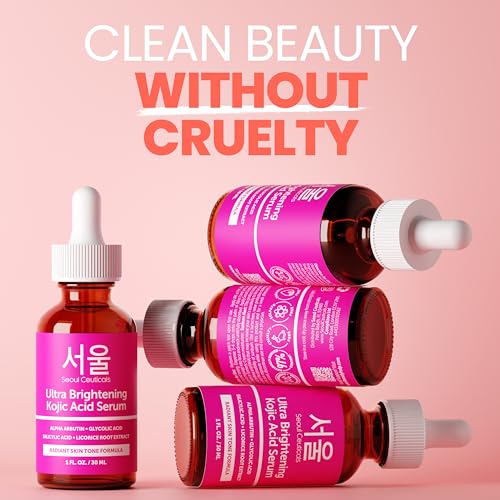 SeoulCeuticals Korean Skin Care Kojic Acid Serum Alpha Arbutin ? Dark Spot Remover Corrector Glycolic Acid + Salicylic Acid K Beauty 1oz