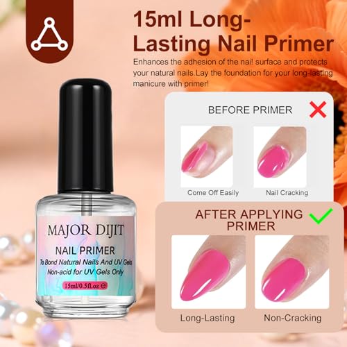 Major Dijit Complete Acrylic Nail Starter Kit with LED Lamp, 12 Colors Powder Acrylic Liquid Base/Top Coat Primer Electric Drill ? DIY Nail Art Tools for Home & Salon