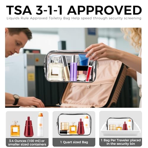 12 Pack Black Clear Travel Toiletry Bags TSA Approved Waterproof Cosmetic Organizer