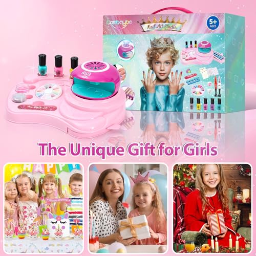Kids Nail Polish Set for Girls - Girl Toys 8-10 - Nail Art Kit for Kids Ages 7-12, Non toxic Nail Polish Kids Nail Kit Girl Stuff for Spa Manicures, Idea Birthday Gift for Girls 8 9 10 12