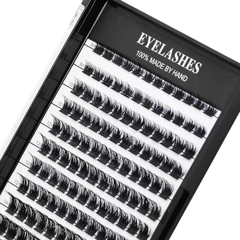 Mixed 8-12-14-16mm/8-10-12-14mm/10-12-14-16mm/14-15-16mm Wide Stem Individual False Eyelashes Soft Lightweight Volume Eyelashes Extensions Makeup Cluster Lashes (Mixed 8-10-12-14mm)