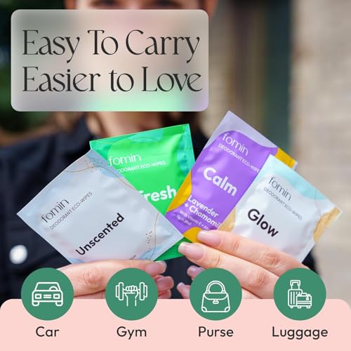 Travel Deodorant Wipes for Women & Men - Variety Pack 50 Count x 2