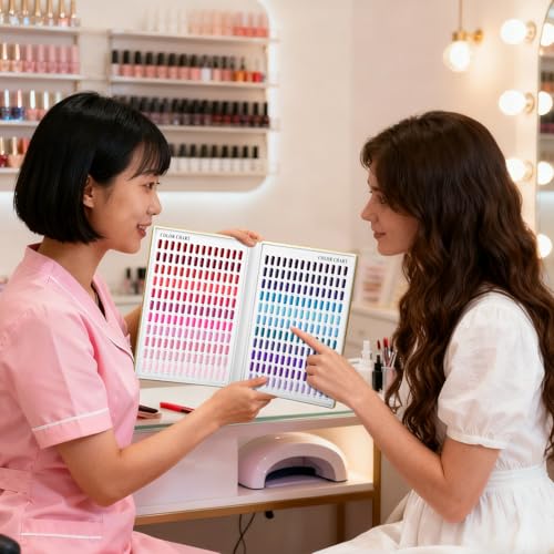 308 Colors Nail Swatches Book with 360 Nail Tips - Gold Variation