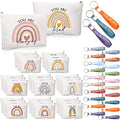 Inspirational Gift Set with 30 Rainbow Cosmetic Bags & Silicone Keychains for Women