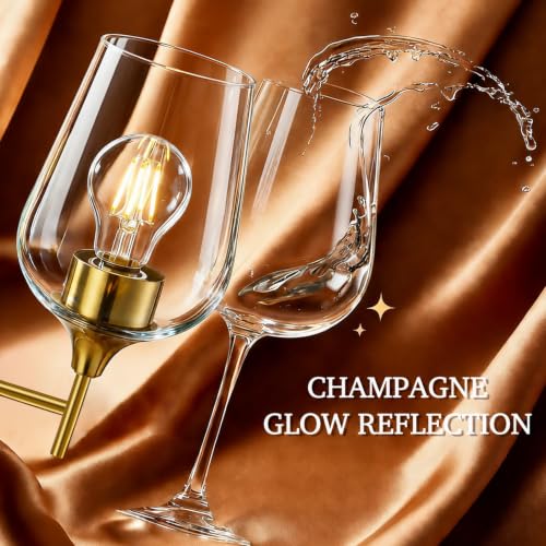 Hamilyeah Gold Brass Wall Sconce Set of 2 - Modern Vintage Bathroom & Bedroom Lighting with Champagne Glass Shades