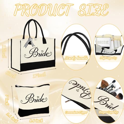 Bride Gift Set Tote Bag Cosmetic Bag Robe Slippers Hair Clip for Wedding Day - Variation of Tote Bag + Cosmetic Bag + Robe + Clip + Slippers