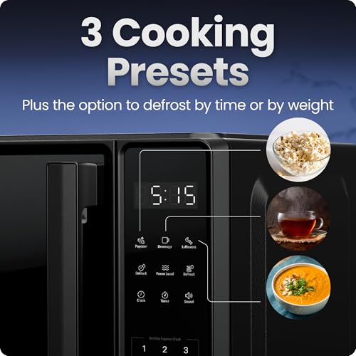 Chefman 0.7 Cu. Ft Countertop Microwave Oven, 700W, 10 Power Levels, 6 Presets, One-Touch Express, Child Lock, Mute, Black
