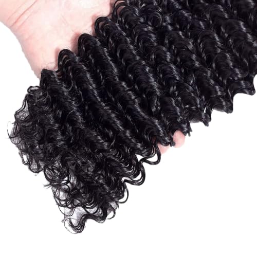 Ubinica 3-Pack Deep Wave Human Hair Bundles 8-12 Inch Natural Black 300g #1B