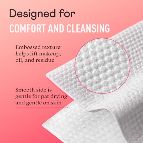 Cotton Facial Wipes - 100% Pure Cotton, 40 Pack, Travel & Daily Use
