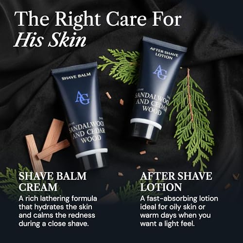 Self-Care Kit for Men Set with Shave Balm and After Shave Lotion - Shave Balm for Sensitive Skin - Birthday Gift Idea for Him - 2 x 3.4 fl oz Razor Burn Cooling & Soothes Skin