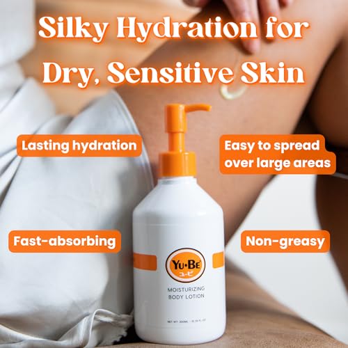 Yu-Be Body Lotion for Dry Sensitive Skin - Non-Greasy Fast-Absorbing Hand & Body Moisturizer Pump Bottle - Single