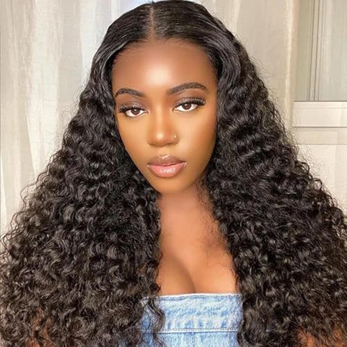 Clip-In Hair Extensions 16 Inch Remy Human Hair Deep Wave Curly Black 8Pcs 100g Variation of THIS listing