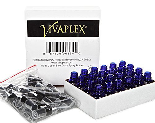 Vivaplex Cobalt Blue Glass Spray Bottles 15ml - 24 Pack for Essential Oils & Perfume