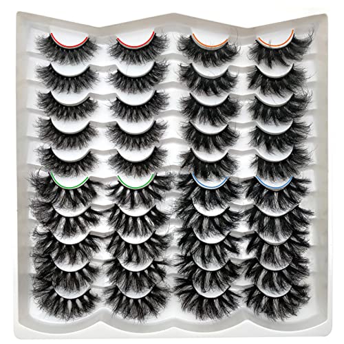 Fluffy Mink Lashes 20 Pairs Dramatic Thick Long 5D False Eyelashes 20mm 4 Styles D Curl Fake Eyelashes Pack, by Kmilro