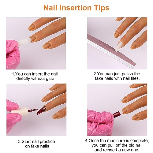 Right Hand Practice Hand for Acrylic Nails with Stand - Reusable Silicone Mannequin