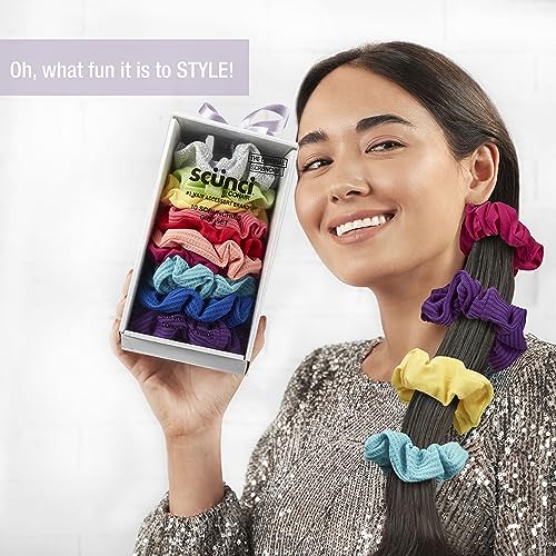 Scunci by Conair Gift Set, Gift Box Under $20, Includes 10 Scrunchies in Bright Rainbow Colors