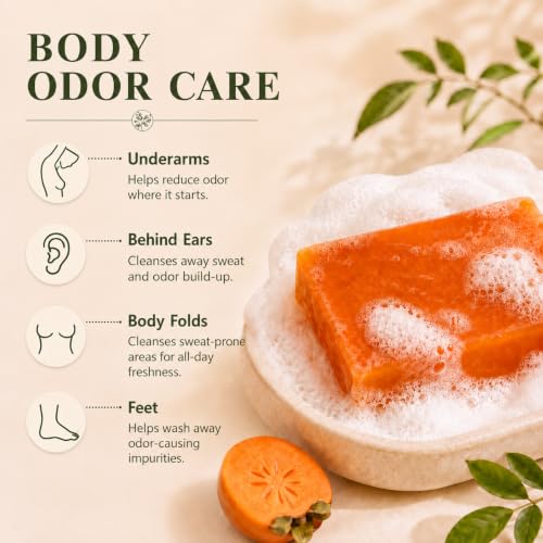 Kaori Persimmon Soap - Gentle Deep Cleansing Natural Deodorant Bar for Men & Women - Variation 2