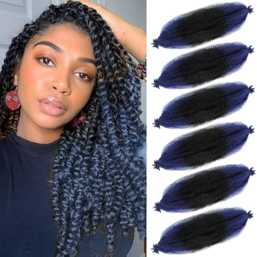 24 Inch Afro Twist Hair Springy Braiding Extensions - Blue Variation