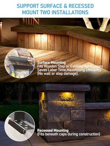LEONLITE 8-Pack 7-Inch LED Hardscape Pathway Lights - Soft White, 3W/4W/5W, IP65 Waterproof