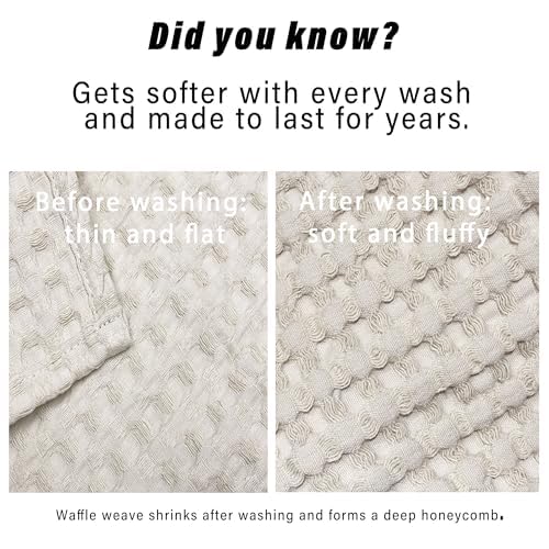 Set of 4 Premium Quality Waffle Washcloths, 13 Inch Quick Dry Face Washcloth, Pure Cotton Natural Soft Makeup Towel, Shower Cloth for Face Body (Natural)