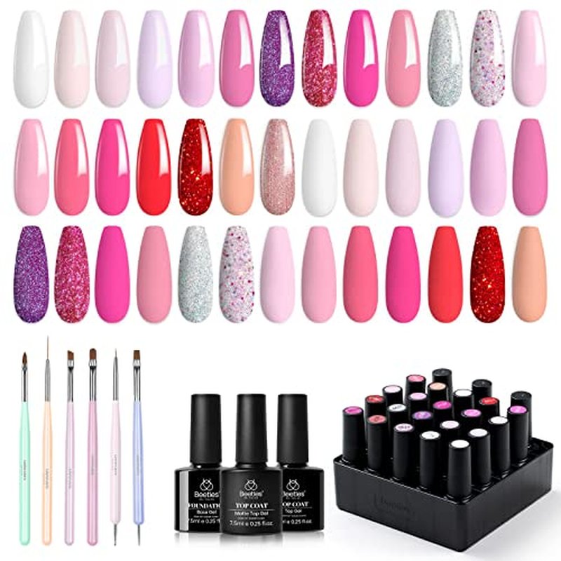 beetles Gel Polish Nail Set 20 Colors Dreamy Town Collection with Blooming Gel