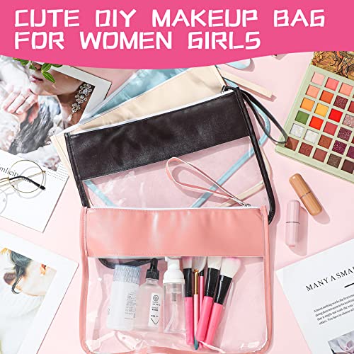 Clear Makeup & Toiletry Bag with Multi Colors - Waterproof PVC Pouch, 16 Pieces