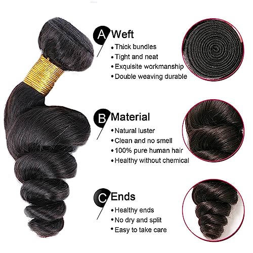 Brazilian Loose Wave Human Hair Bundles - 22 Inch Virgin Unprocessed Hair for Black Women - Variation 22