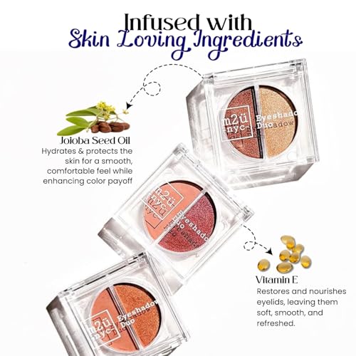 M2U NYC EyeShadow Duo, Eye Shadow Set, Multiple Shades/Colors, Makeup Eyeshadow Palette, 2 Colors Per Set (Park Slope (Tan | Rose Shimmer))