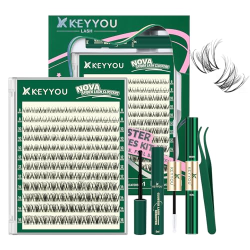 KEYYOU Nova Lash Clusters Kit - Natural D Curl 8-16mm Mixed Tray - Variation of THIS listing