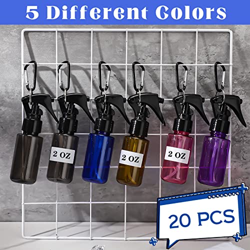 Roshtia 20 Pcs Small 2oz Travel Spray Bottles with Keychain & Color Options