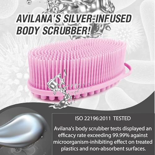 Avilana Silver-Infused Dark Gray and Marble Silicone Body Scrubber Bundle - Sleek Elegance Dual-Tone Set