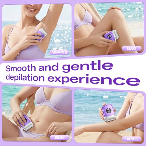 Cordless Electric Razors for Women, Travel Electric Shaver with LED Display, Rechargeable Body Trimmer Shaver for Private Area, Face Underarms Bikini,Lips,arms, Legs (Purple)