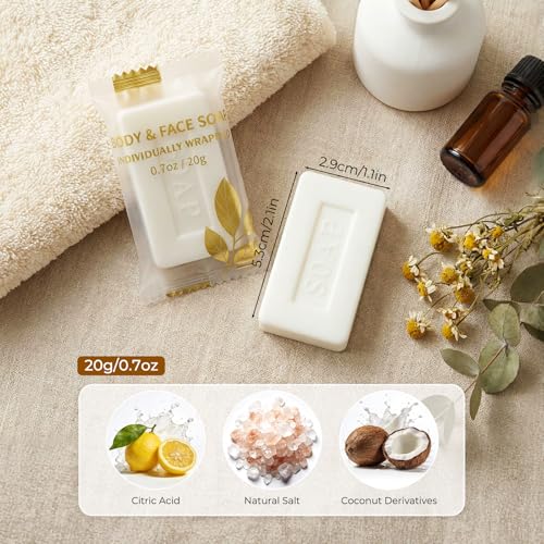 Soap Bar Mini Size of Travel in Bulk, Disposable Small Hand Body Soaps Individually Wrapped Kit, Bath Toiletries Hygiene Supplies, Toiletry for Motel Guest Homeless Charity, 0.7 Oz/20g (120)
