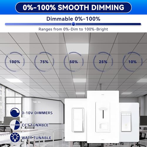 2x2 LED Flat Panel Light 5CCT Selectable Drop Ceiling Fixture 4 Pack