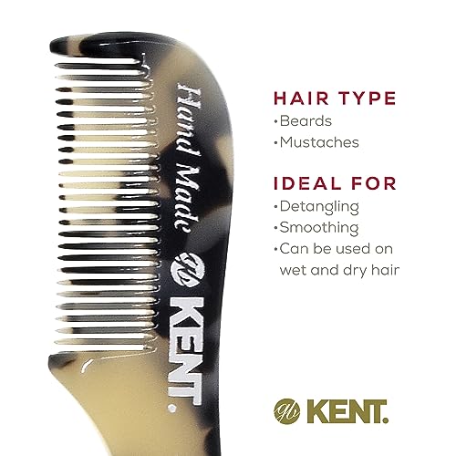 Kent A 81T TW X-Small Men's Beard Mustache Pocket Comb, Fine Toothed Pocket for Facial Hair Grooming and Styling. Hand-Made of Quality Cellulose Acetate, Saw-cut Hand Polished. Made in England