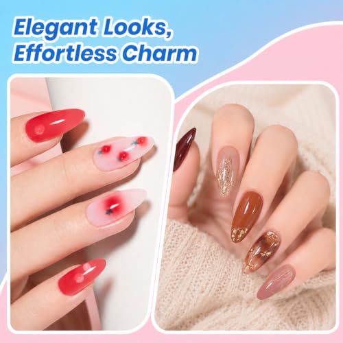 Beetles Deal Box Jelly Fall Gel Nail Polish Set - Multi-Color Jelly & Cat Eye, 36 Pcs, Variation A - Mutilcolor | Jelly Veil