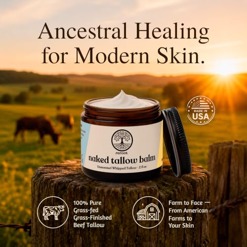 Unscented Grass-Fed Beef Tallow Balm for Skin 2oz - Whipped Moisturizer & Eczema Relief