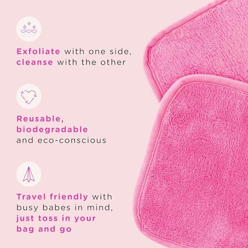 ERASE YOUR FACE Makeup Remover Cloths Box Set - Reusable Microfiber Face Towels to Cleanse & Remove Makeup - Water Activated, Dual-Sided Design for Easy Use - Pink/Blue (10 Count) (Pack of 2)
