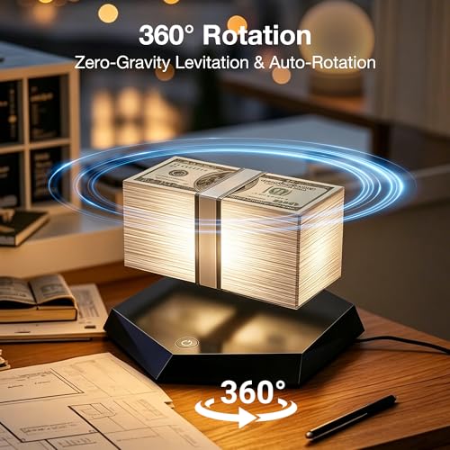 Floating Money Lamp with Magnetic Levitation - 3 Color Desk Light for Office & Gaming Room