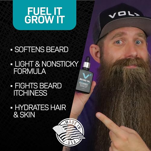VOLT Beard Oil for Men, All-Natural Vegan Beard Care Moisturizer Formula with Essential Oils For Beards, Hair, Skin Argan & Jojoba Oil, Hydrates, Nourishes & Adds Shine, Drift Scent, 1 Oz Glass Bottle