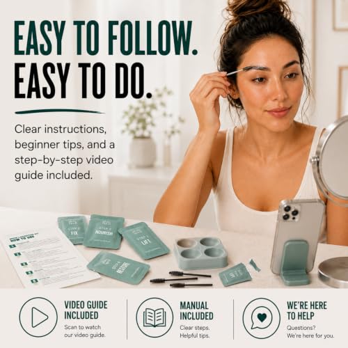 Home Brow Lamination Kit with Mapping Rulers - 5 Complete Treatments