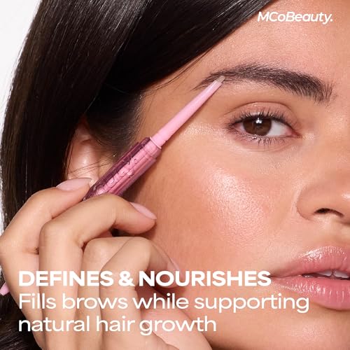 MCoBeauty - XtendBrows Shape & Sculpt Brow Pencil - Medium To Dark - Natural Look Eyebrow Filler Pen with Triangle Tip & Spoolie - Long-Wearing Cream Brow Definer for Fuller Natural Brows