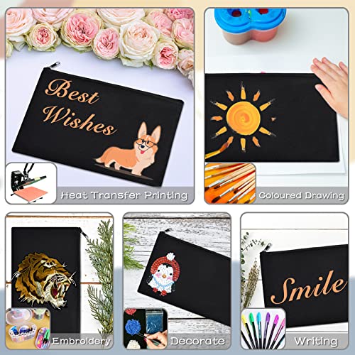 ZeeDix Canvas Makeup Pencil Travel Pouch - Black, 8.3x5 Inch, 36 Pack