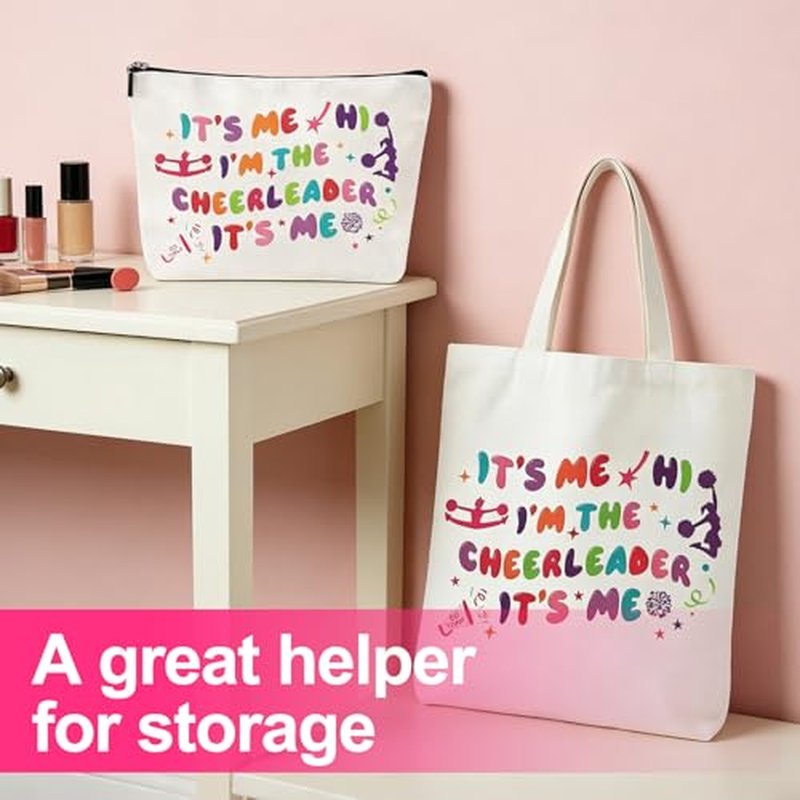 Cheerleader Gifts for Girls, Complete Set with Exquisite handbag, Fashionable Makeup Bag, Catching Shiny Necklace, Patterned Cheer Socks, 60 Pcs Stickers, Cheerleading Gifts, Cheerleading Stuff