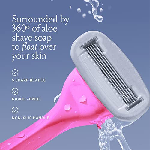 DreamPop Women's Razor Kit with 4 Refills & Travel Case - Magnetic Holder & Sensitive Skin
