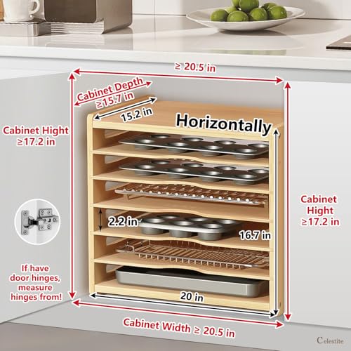 Wooden Baking Sheet & Tray Organizer for Cabinets - Multi-Layer Kitchen Storage